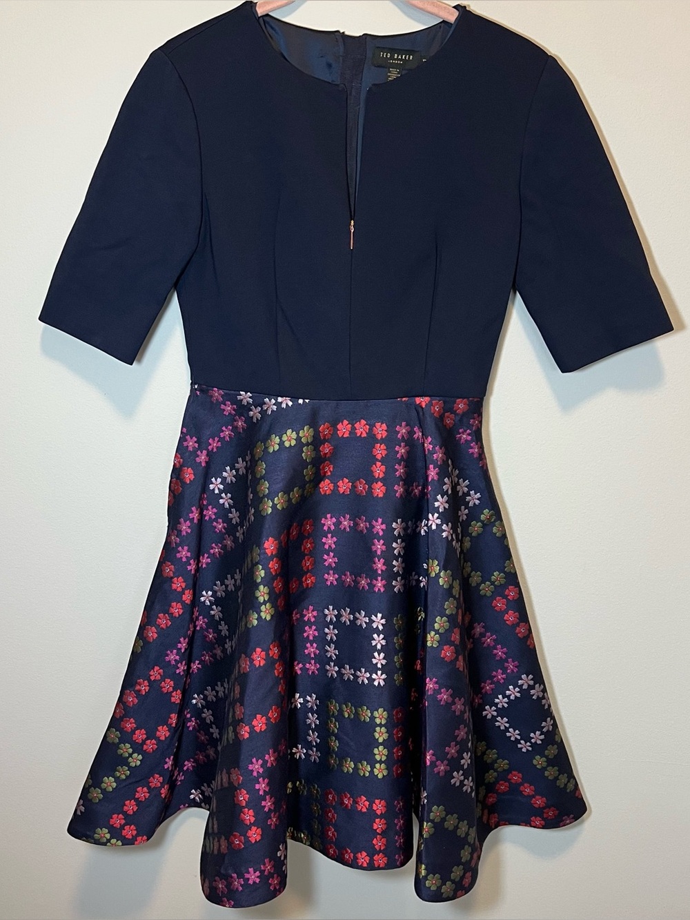 Ted Baker London Women’s Navy Pink Skater Dress 4